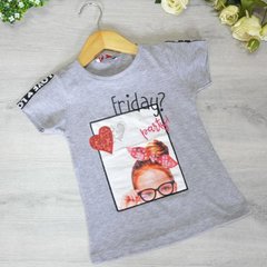 Дитяча футболка з трикотажу, з принтом, для дівчаток (4-5 років)