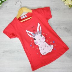 Дитяча футболка з трикотажу, з принтом, для дівчаток (6-7 років)